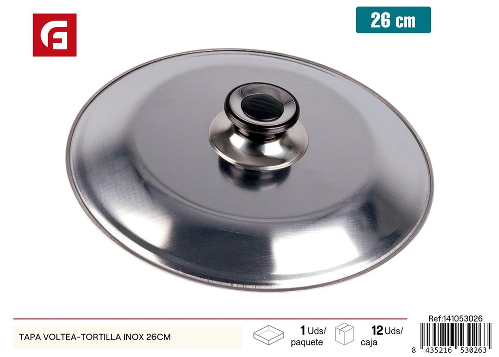 Tapa volteadora de tortillas inox 26cm para cocina