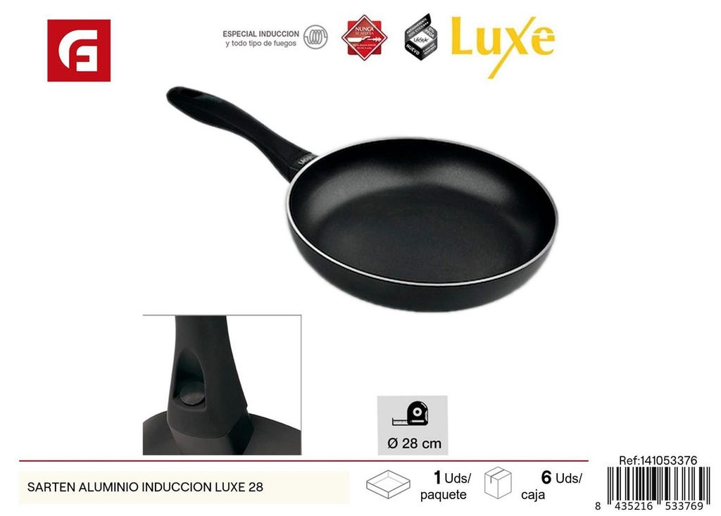 Sartén aluminio inducción luxe 28cm para cocina eficiente