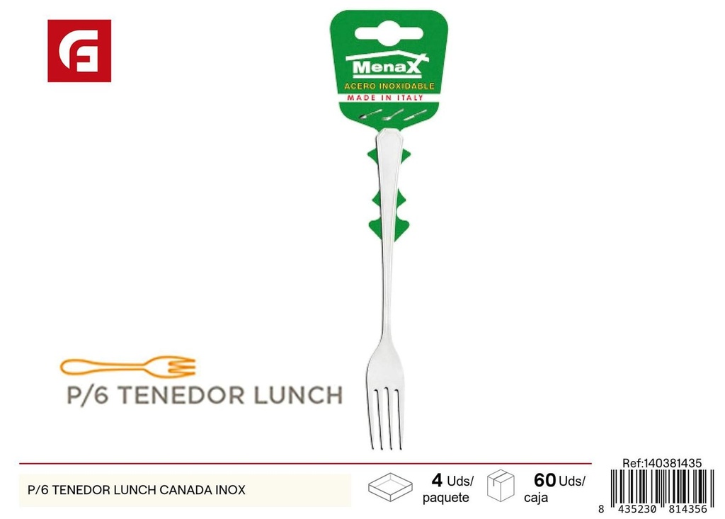 Tenedor de acero inoxidable "Lunch Canada" para mesa y cocina