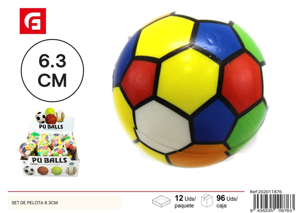 Set de pelotas elásticas 6.3cm para juegos infantiles