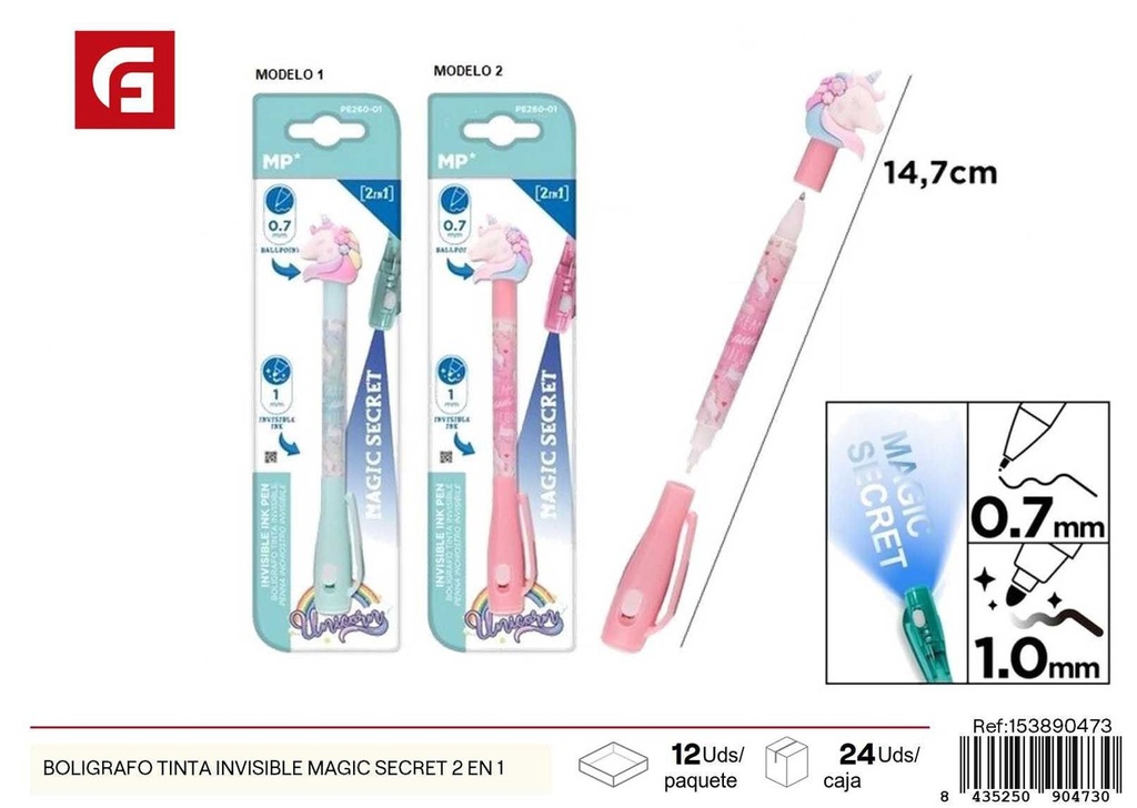Bolígrafo tinta invisible Magic Secret 2 en 1