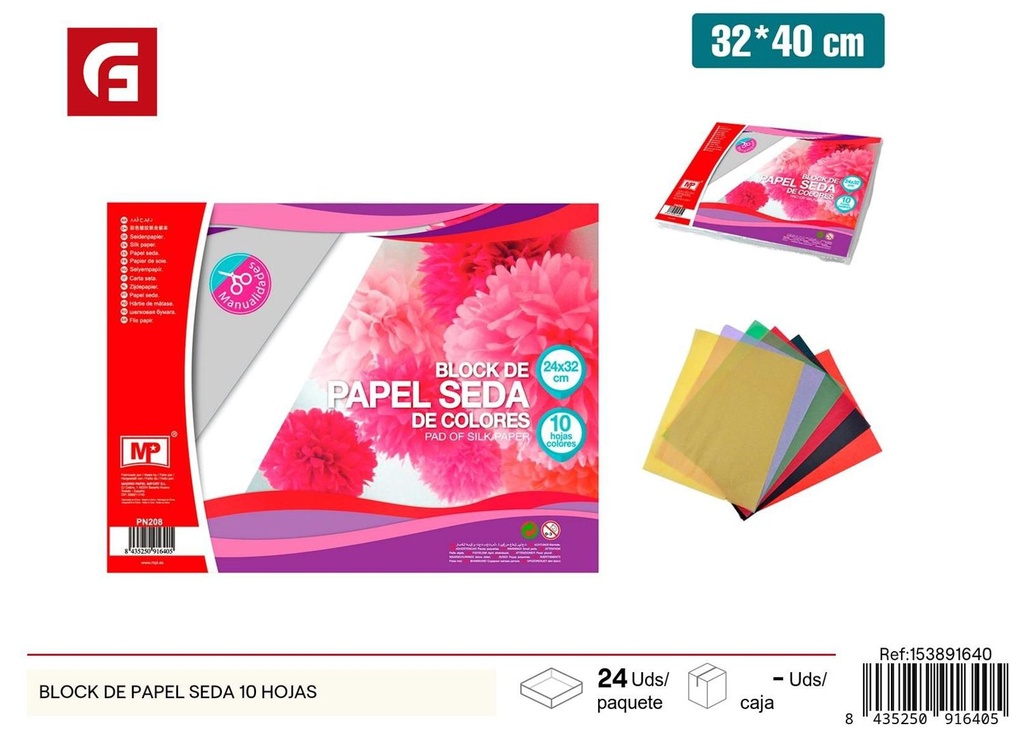 Block de papel seda 10 hojas para manualidades y embalaje