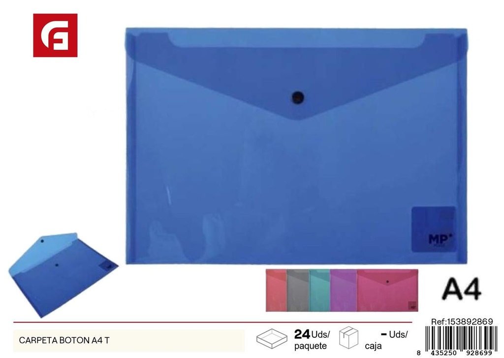 Carpeta botón A4 - Material de oficina y carpetas