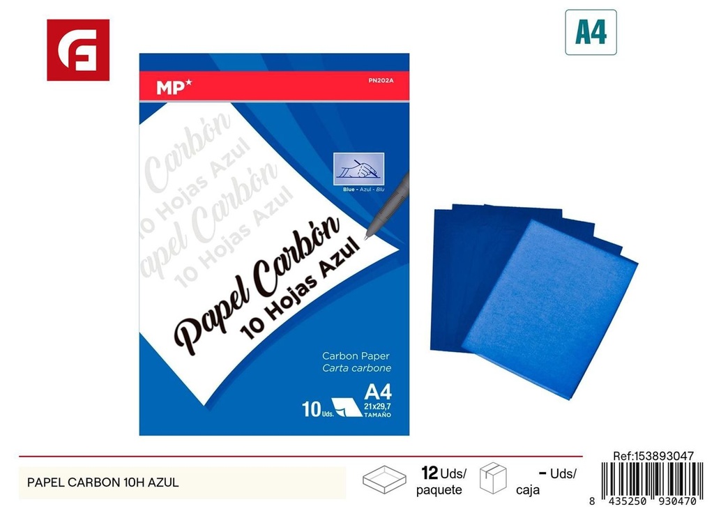 Papel carbón 10H azul - Manualidades y papelería