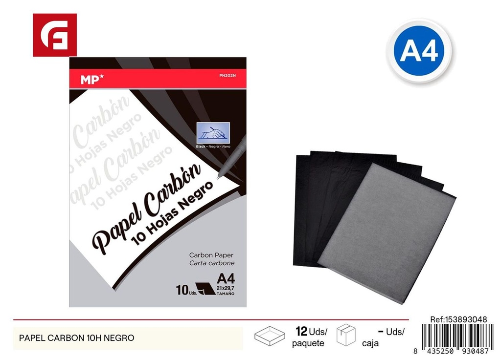 Papel carbón 10H negro - Materiales para manualidades y escritura