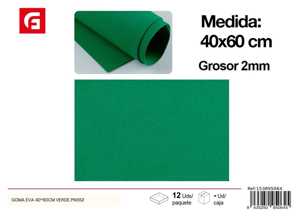 Goma EVA verde 40*60 cm - Materiales para manualidades