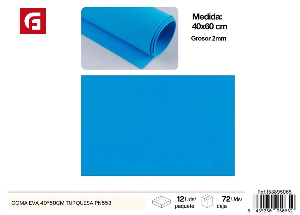 Goma EVA 40*60 cm turquesa - Material para manualidades