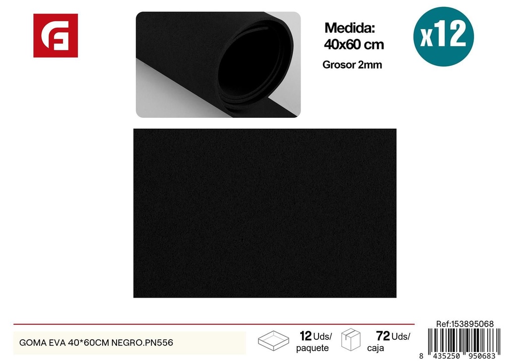 GOMA EVA 40*60CM NEGRO.PN556 - Material de manualidades y goma eva