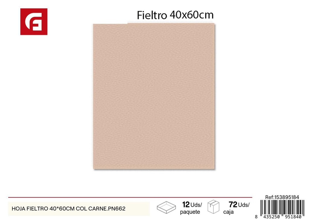 Hoja fieltro 40*60cm color carne - Material para manualidades