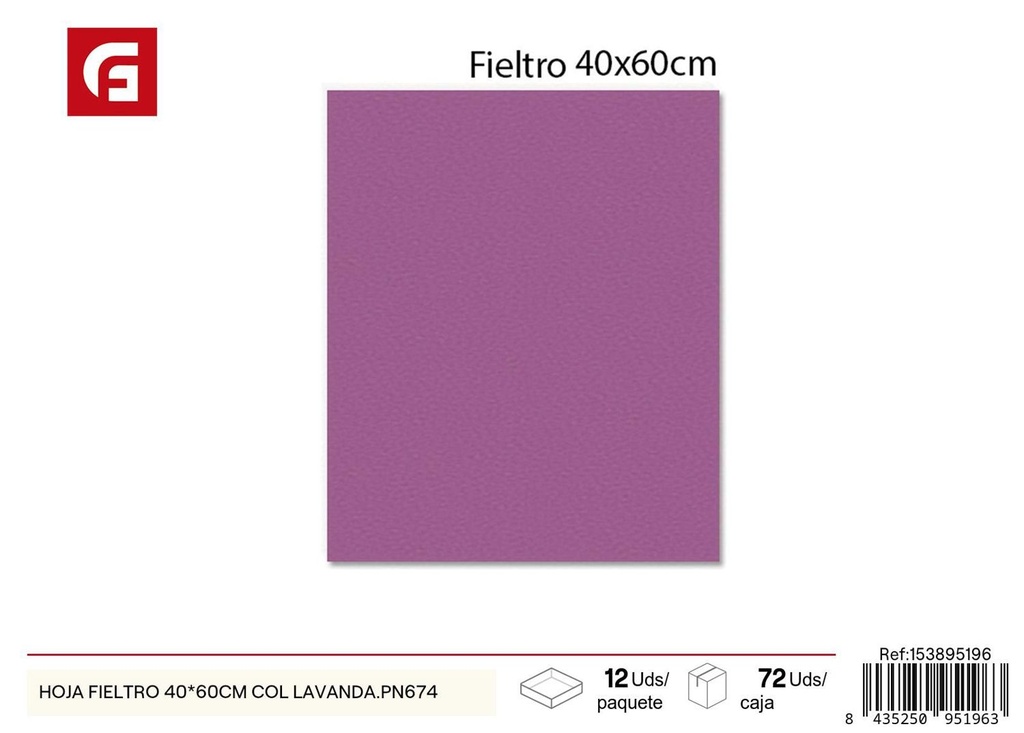 Hoja fieltro 40*60 cm lavanda - Material para manualidades