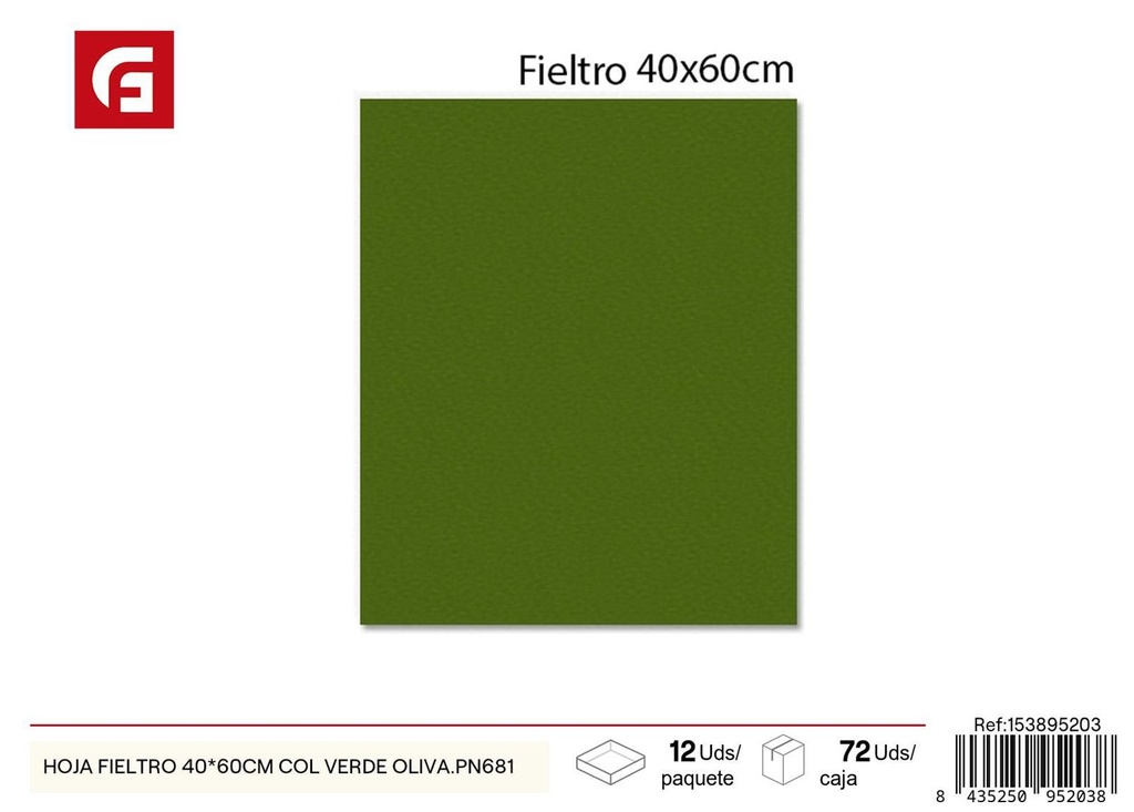 Hoja fieltro 40*60cm color verde oliva - Material para manualidades