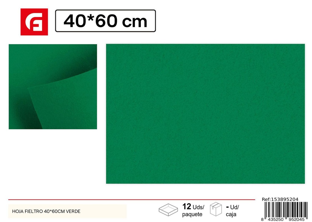 Hoja fieltro 40*60cm verde - Material para manualidades