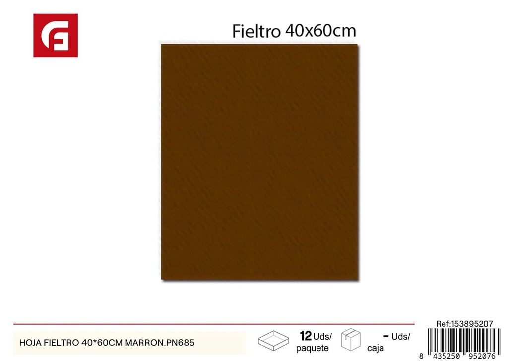 Hoja fieltro 40*60 cm marrón - Material para manualidades