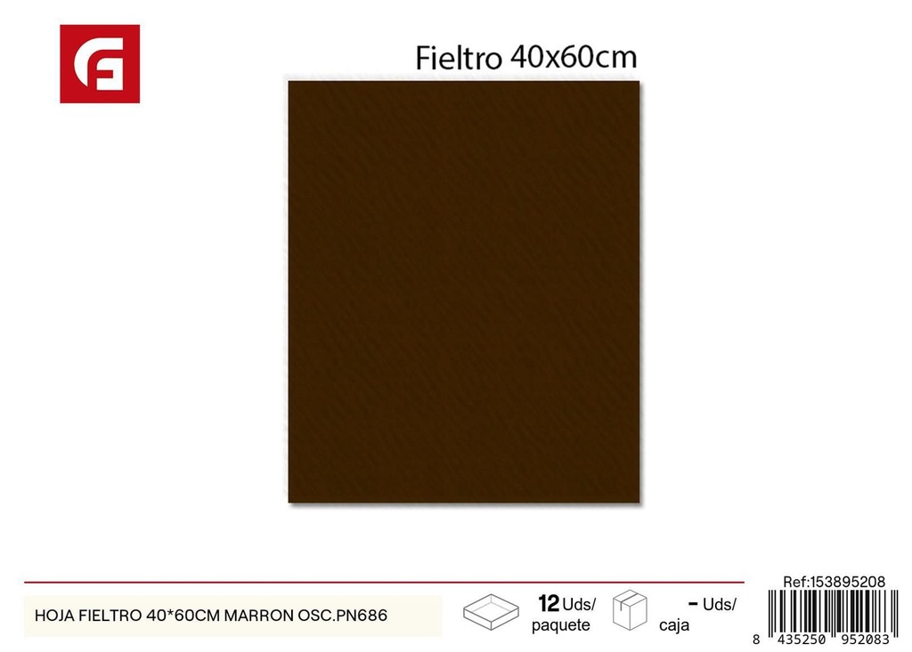 Hoja de fieltro 40*60cm marrón oscuro para manualidades