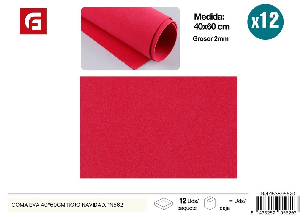 Goma EVA 40*60 cm rojo Navidad - Material para manualidades