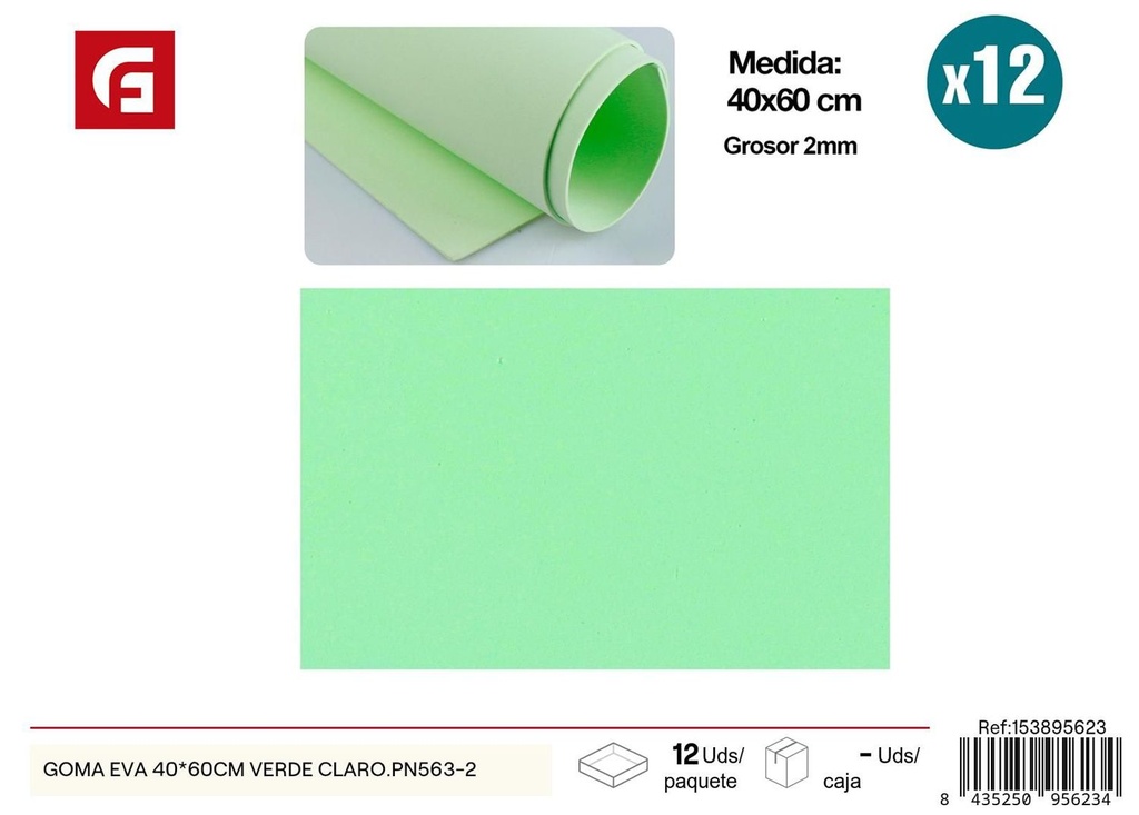 Goma EVA 40*60 cm verde claro - Material para manualidades