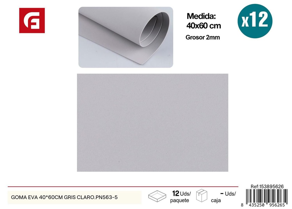 Goma EVA 40*60 cm gris claro - Material para manualidades