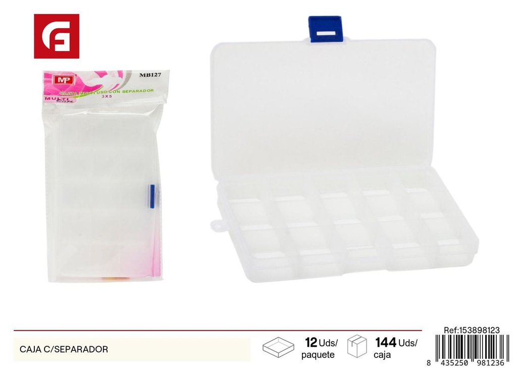 Caja plástica con separador - Organización del hogar
