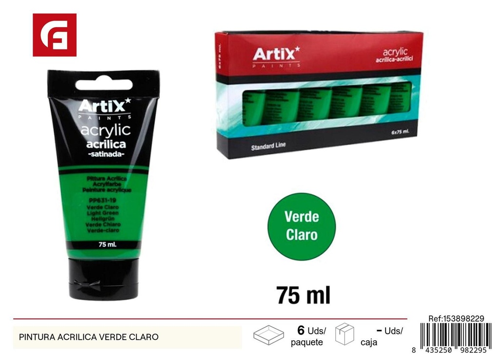 Pintura acrílica verde claro 75ml - Material escolar