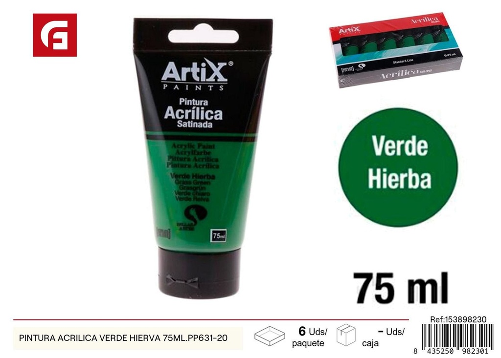 Pintura acrílica verde hierba 75ml - Material escolar