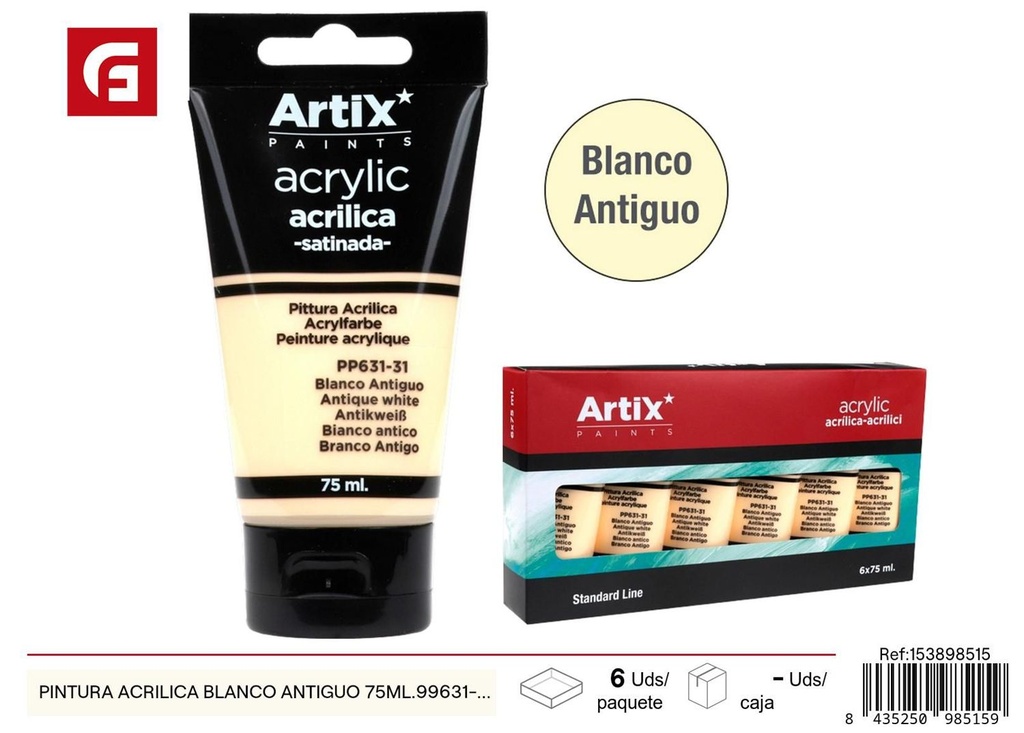 Pintura acrílica blanco antiguo 75ml - Material escolar