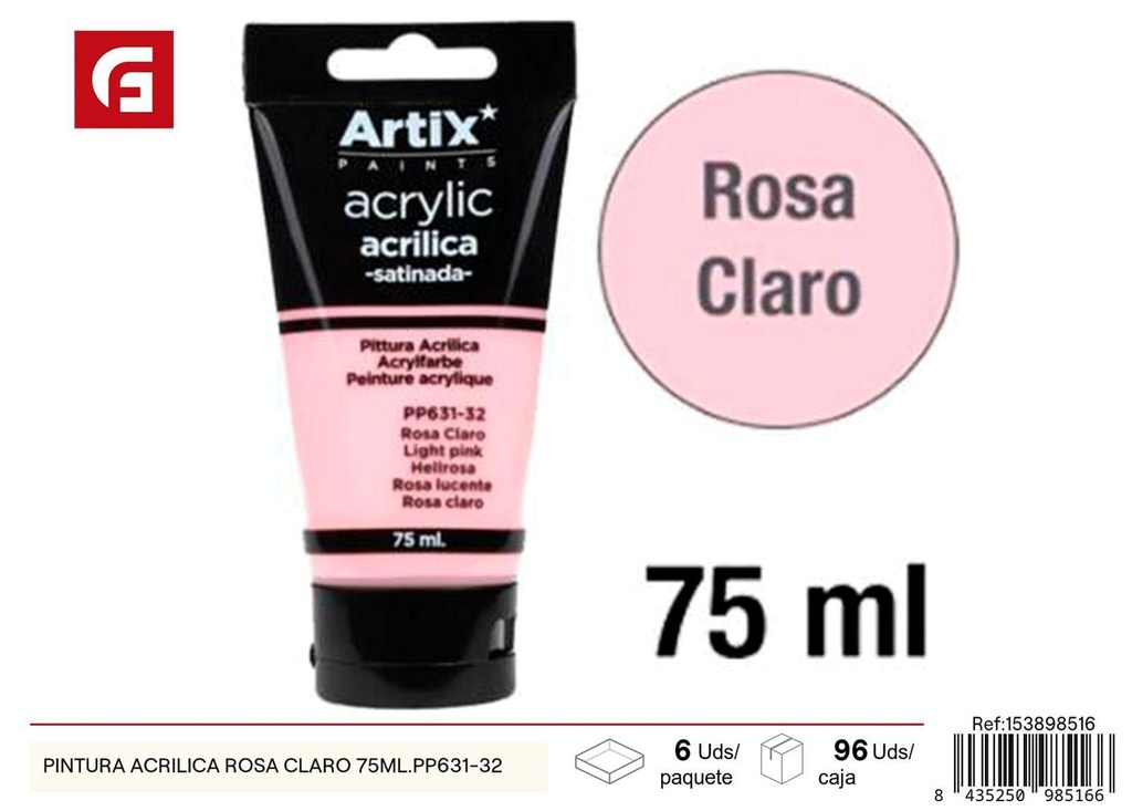 Pintura acrílica rosa claro 75ml - Material escolar