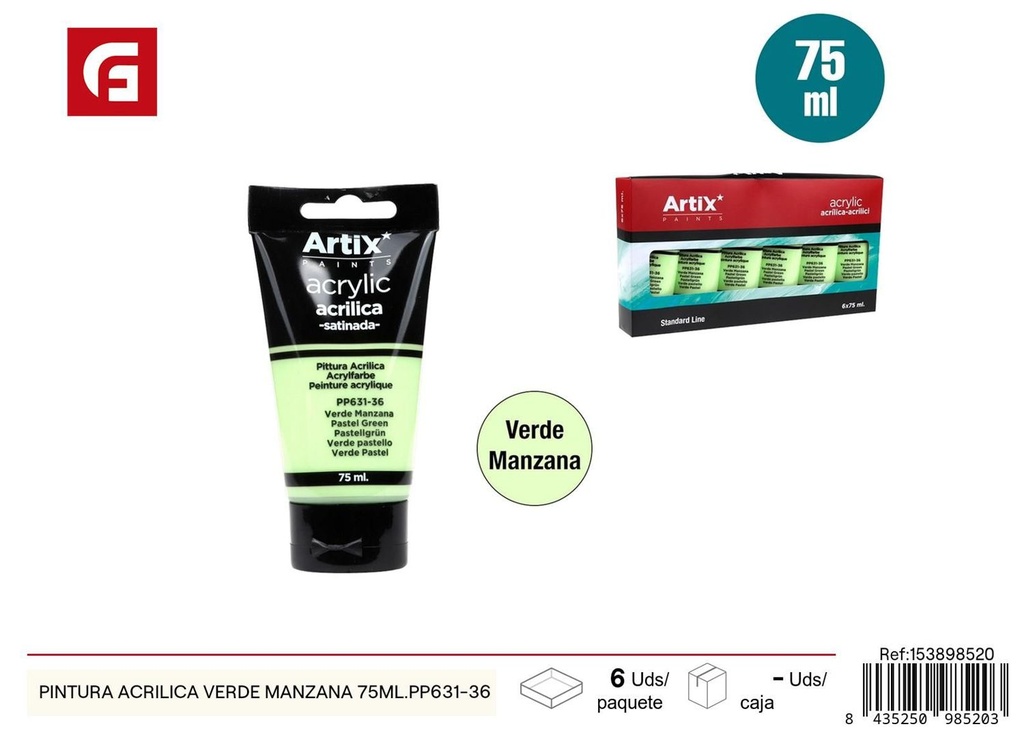 Pintura acrílica verde manzana 75ml - Material escolar