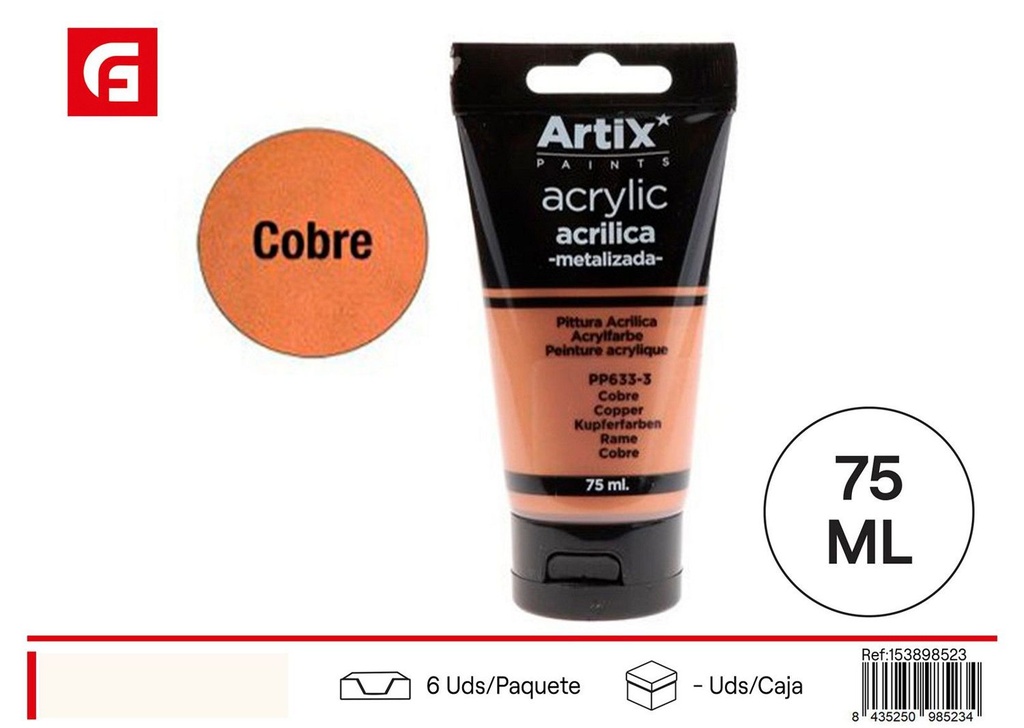 Pintura acrílica en tubo 75 ml cobre metalizado - Material de arte