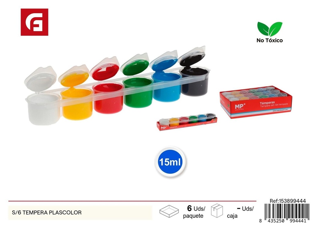 Set de 6 temperas Plascolor - Material escolar y pinturas