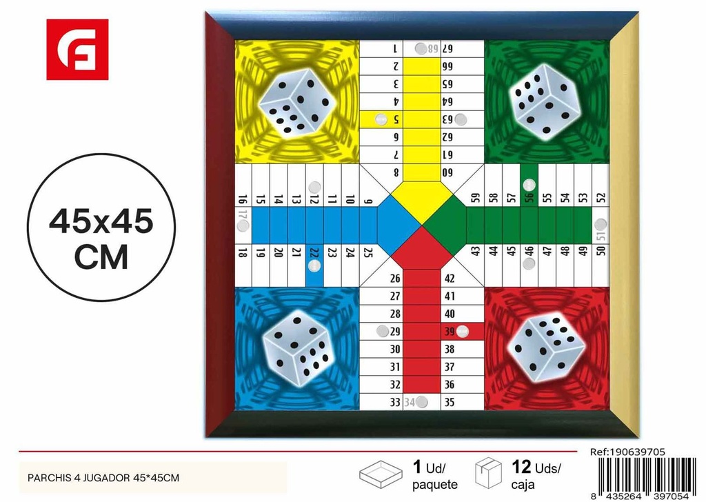 Tablero de parchis para 4 jugadores - Juegos de mesa