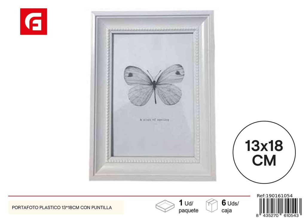 Portafotos plástico 13x18 cm con puntilla - Marcos decorativos y elegantes