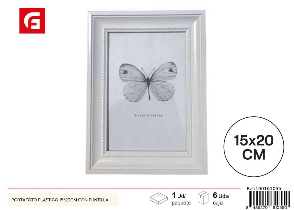 Portafotos plástico 15x20 cm con puntilla - Marcos decorativos y elegantes
