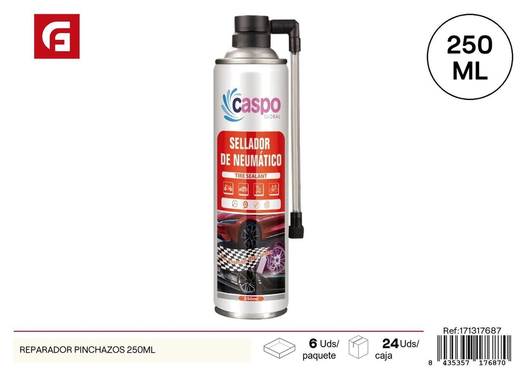 Reparador de pinchazos 250ml para automóviles