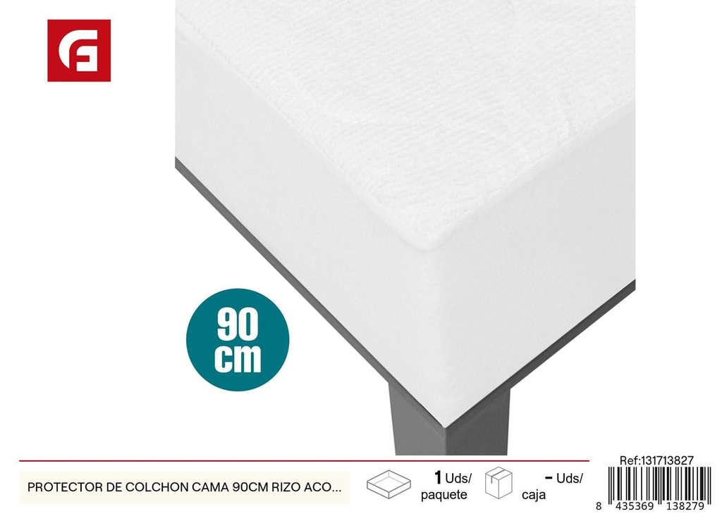 Protector de colchón cama 90cm rizo acolchado para protección y confort