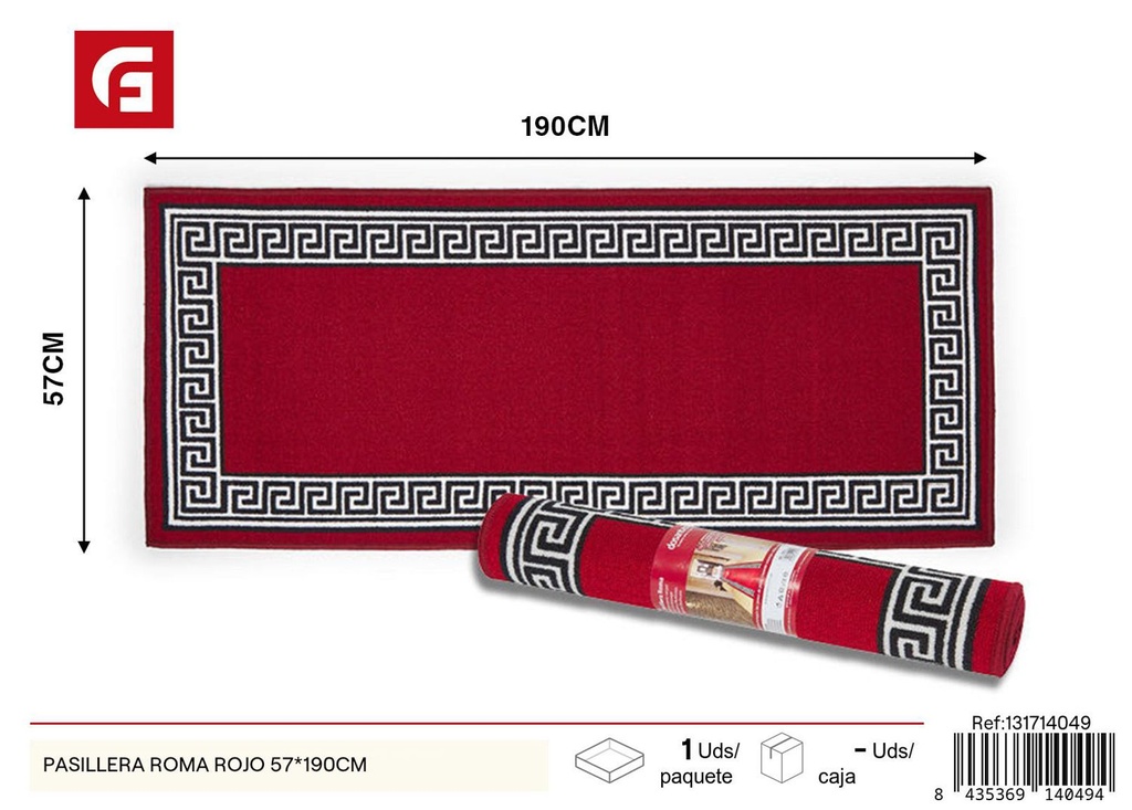 Pasillera Roma rojo 57x190cm para decoración de hogar