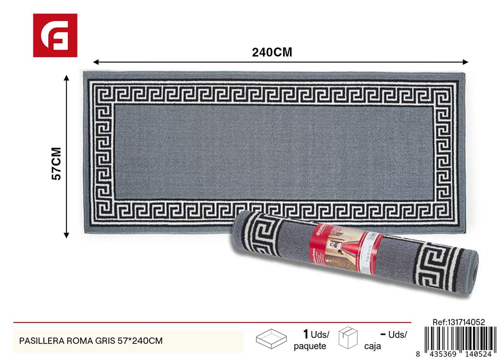 Pasillera Roma gris 57*240 cm - Alfombras de pasillo