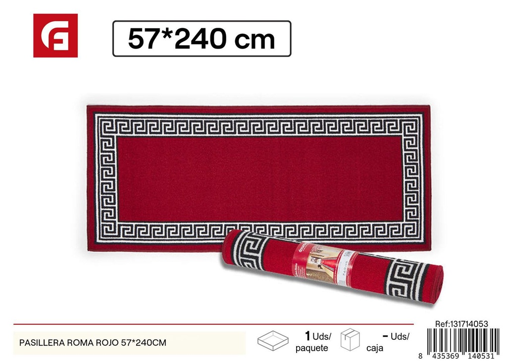 Pasillera Roma rojo 57x240cm para decoración de pasillos