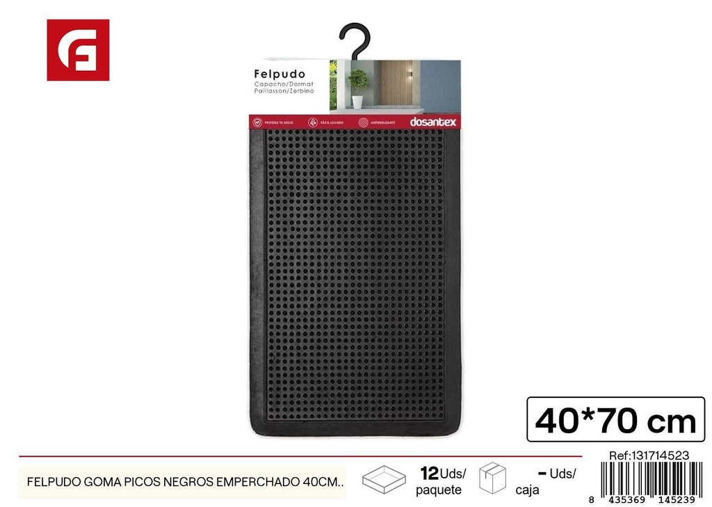 FELPUDO GOMA PICOS NEGROS EMPERCHADO 40CM*70CM - Felpudos y decoración de entrada