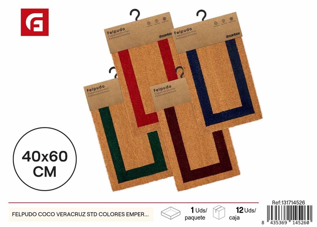 Felpudo de coco Veracruz estándar de colores 40 cm