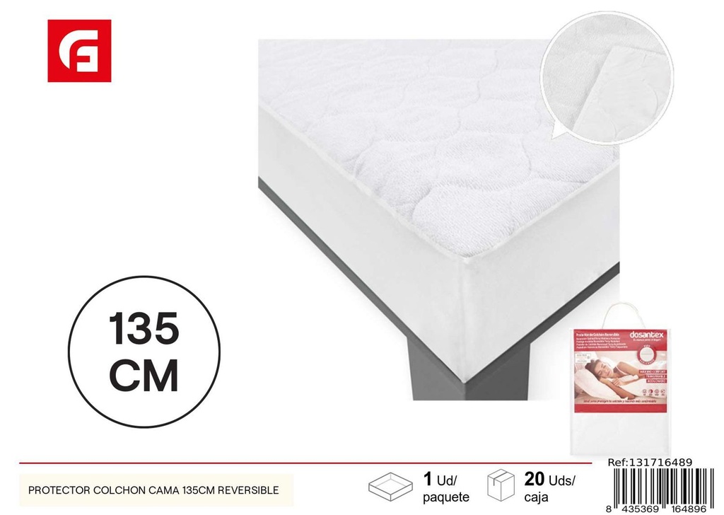 Protector de colchón cama 135cm reversible para hogar