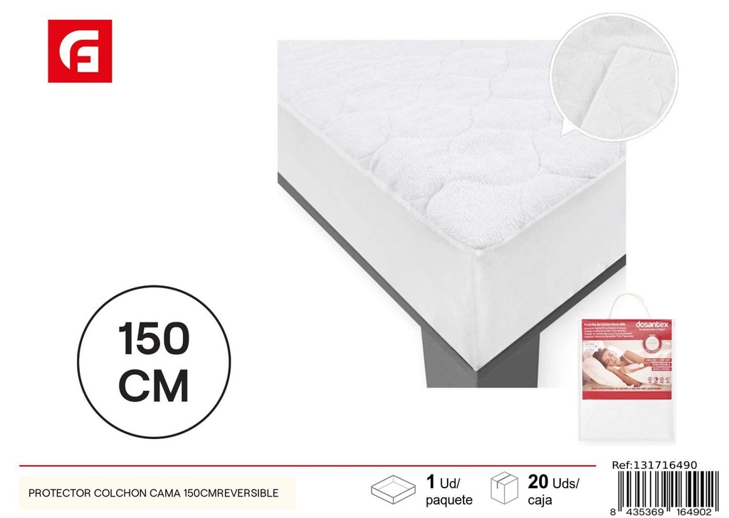 Protector colchón cama 150cm reversible para cuidado del colchón