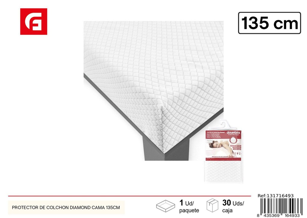 Protector de colchón Diamond para cama 135cm impermeable