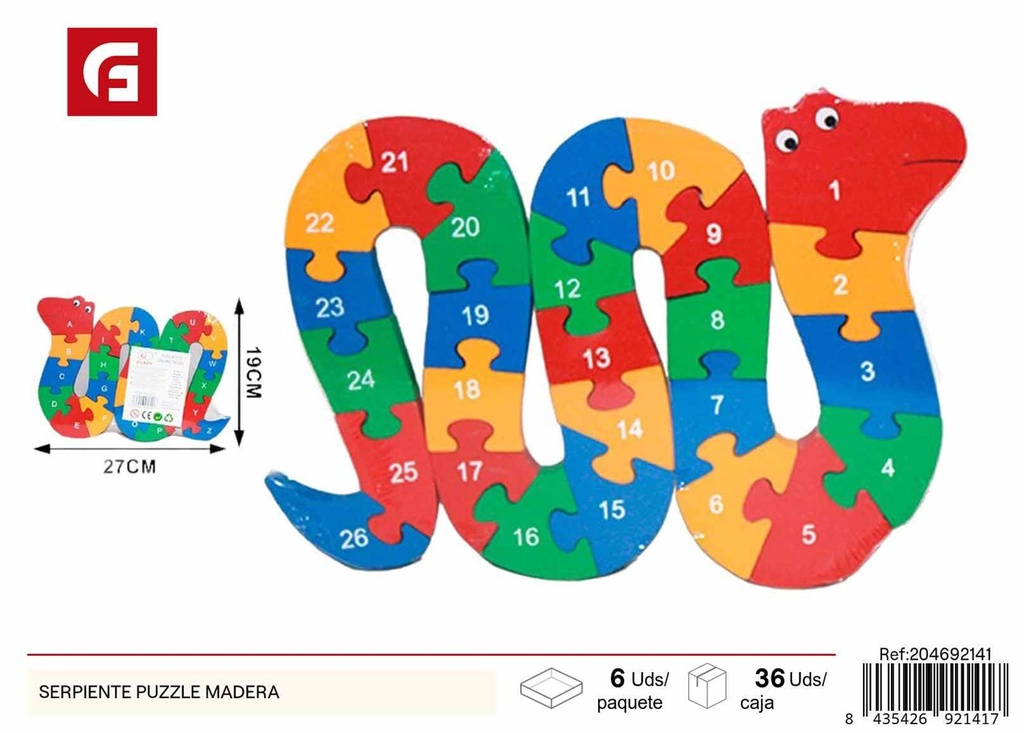  Puzzle de serpiente de madera - Juguetes educativos