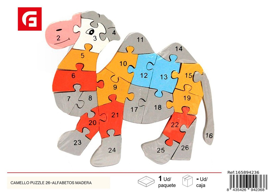 Puzzle de camello con alfabetos de madera para aprendizaje