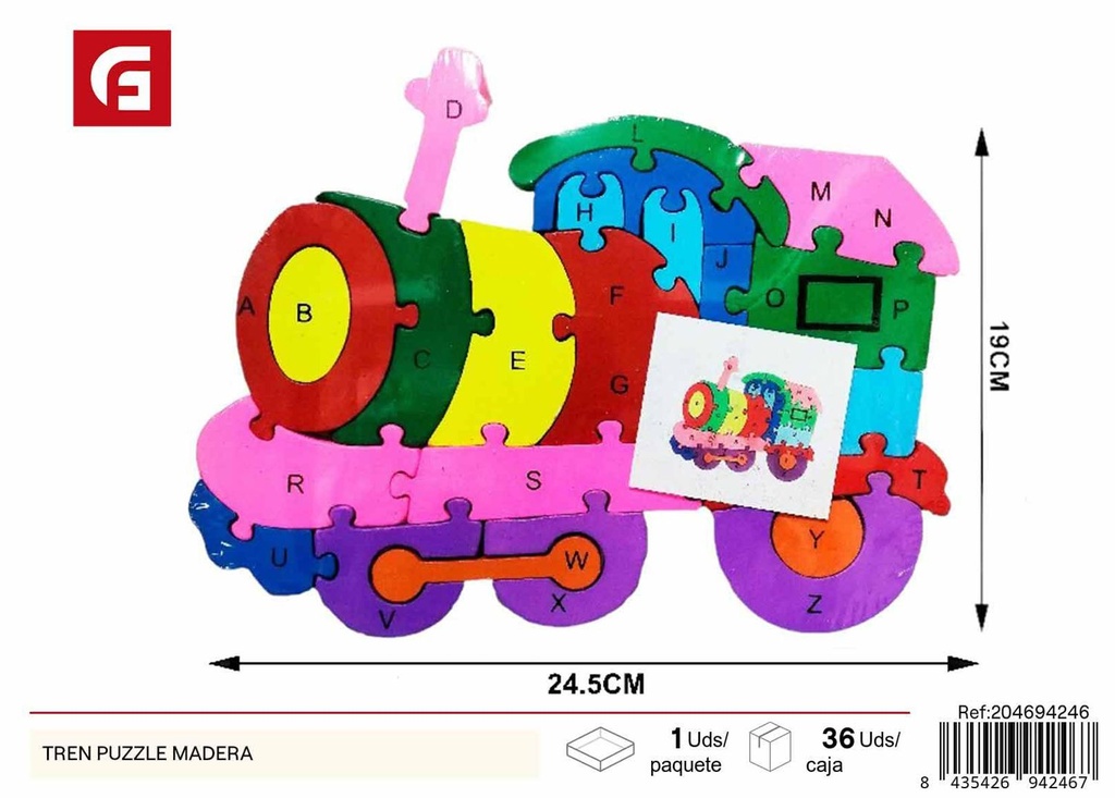 Puzzle de tren de madera para niños