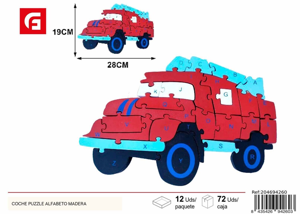Puzzle de madera coche 26 - Juguetes educativos