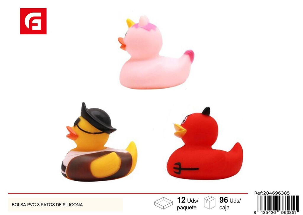 Bolsa PVC 3 patos de silicona - Juguetes