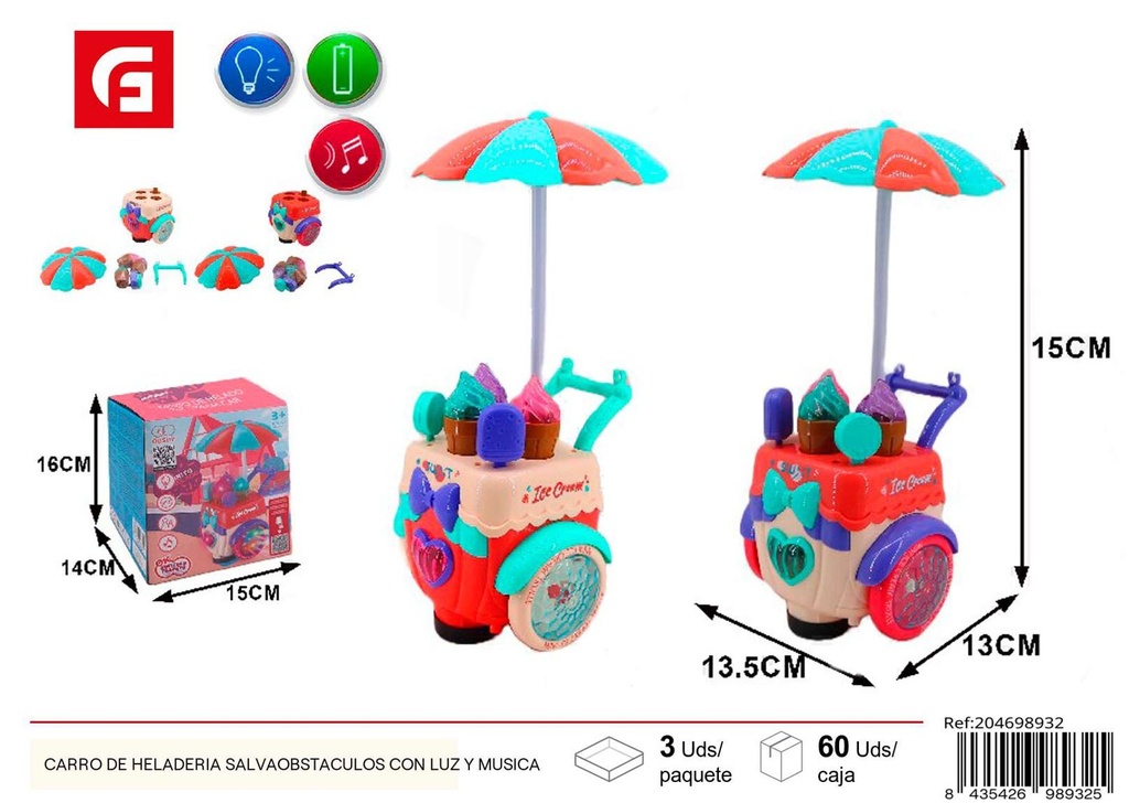 Carro de heladería salvaobstáculos con luz y música - Juguetes para niños