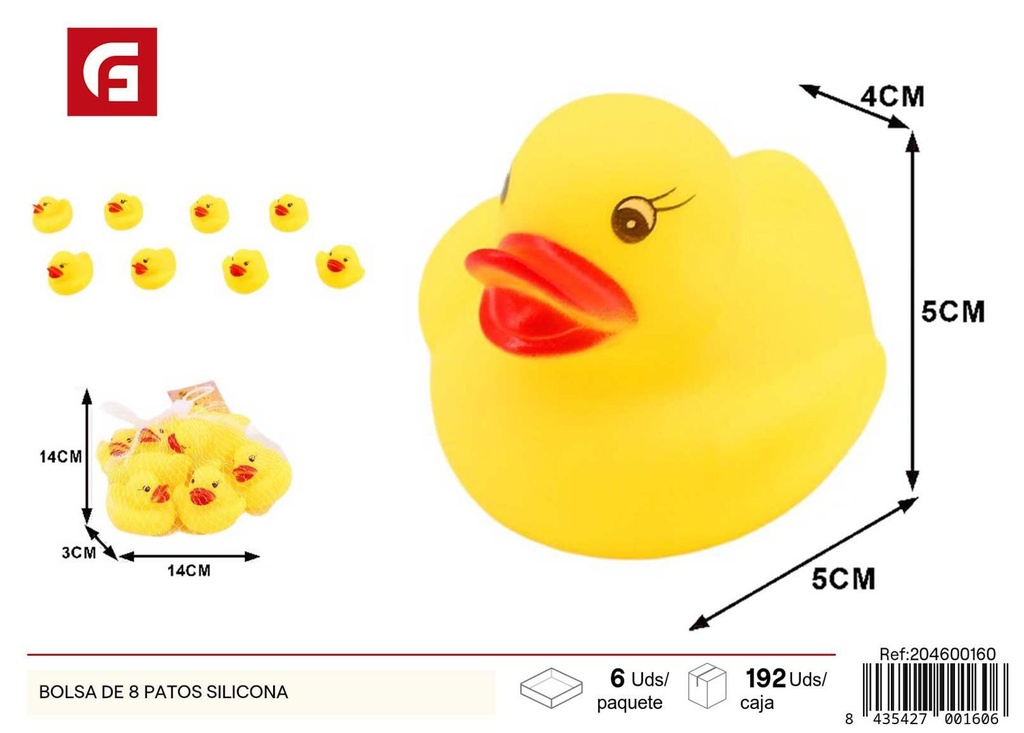 Bolsa de 8 patitos de silicona - Juguetes de animales