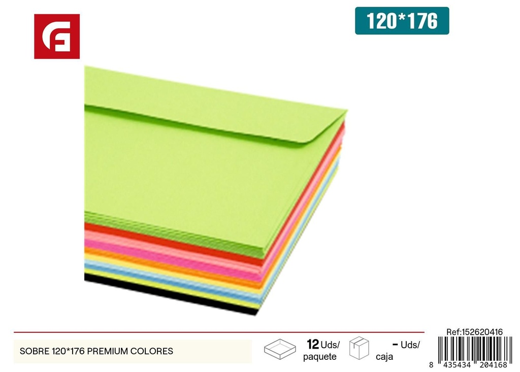 Sobre premium 120*176 colores - Material de oficina y papelería